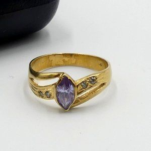 Vintage 14k & amethyst mini Cz rings size 7.5
